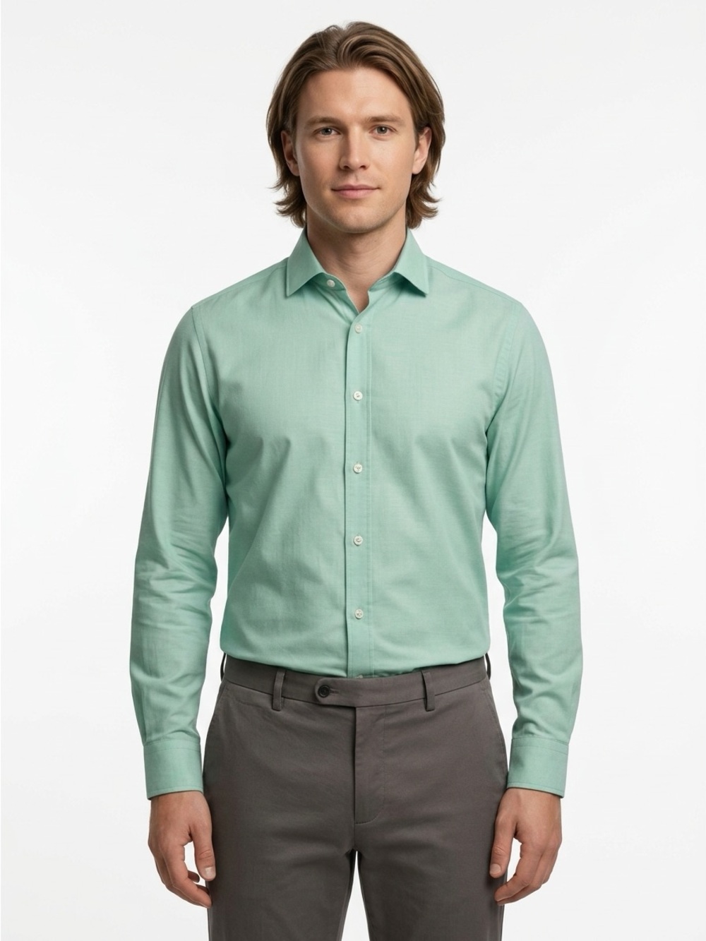 Charles Tyrwhitt Weekend Slim Fit Button Down Cotton Shirt Mint Green Small